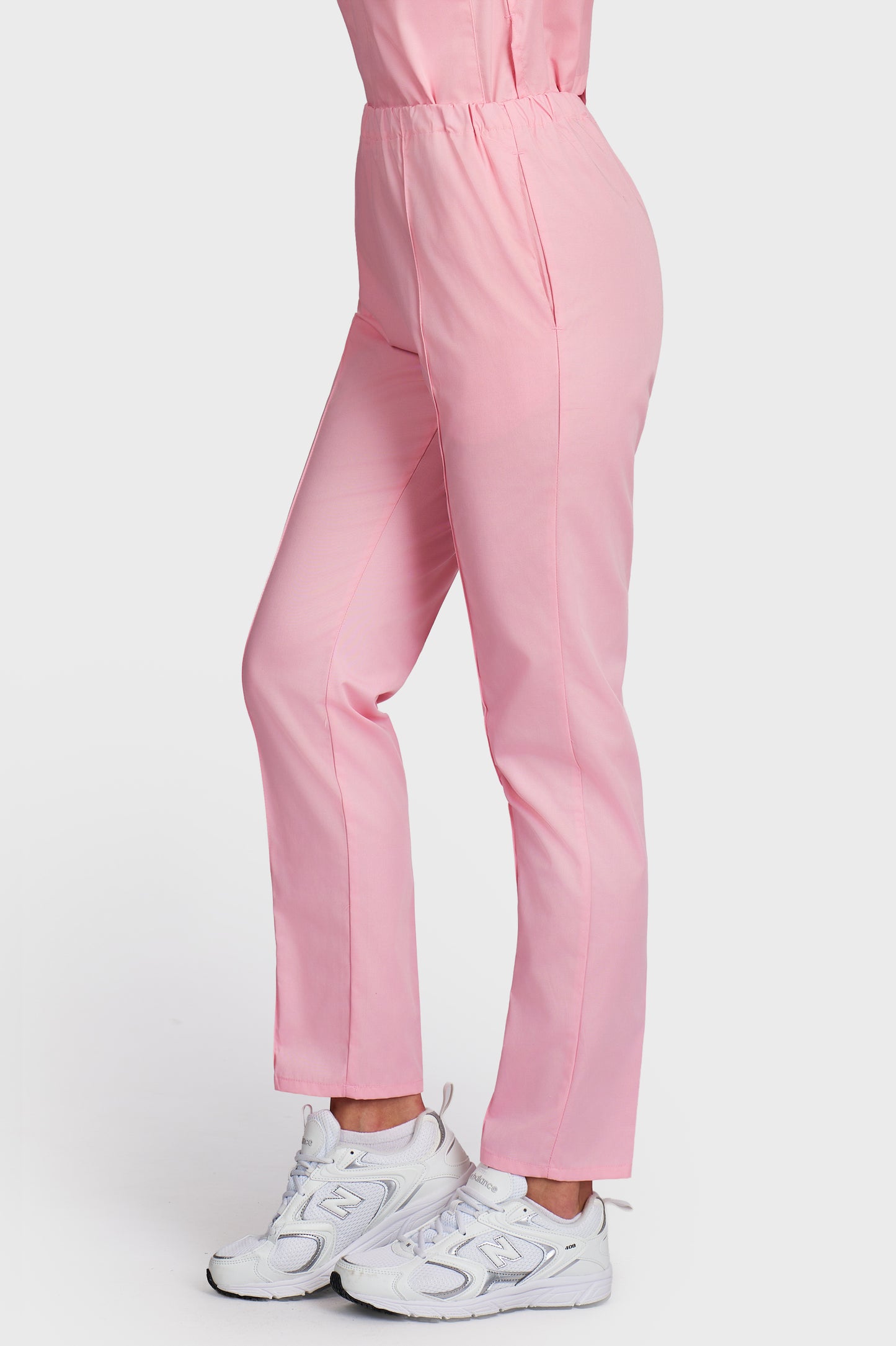 Pantaloni medicali femei Alisa roz - vedere laterala - AKITEX