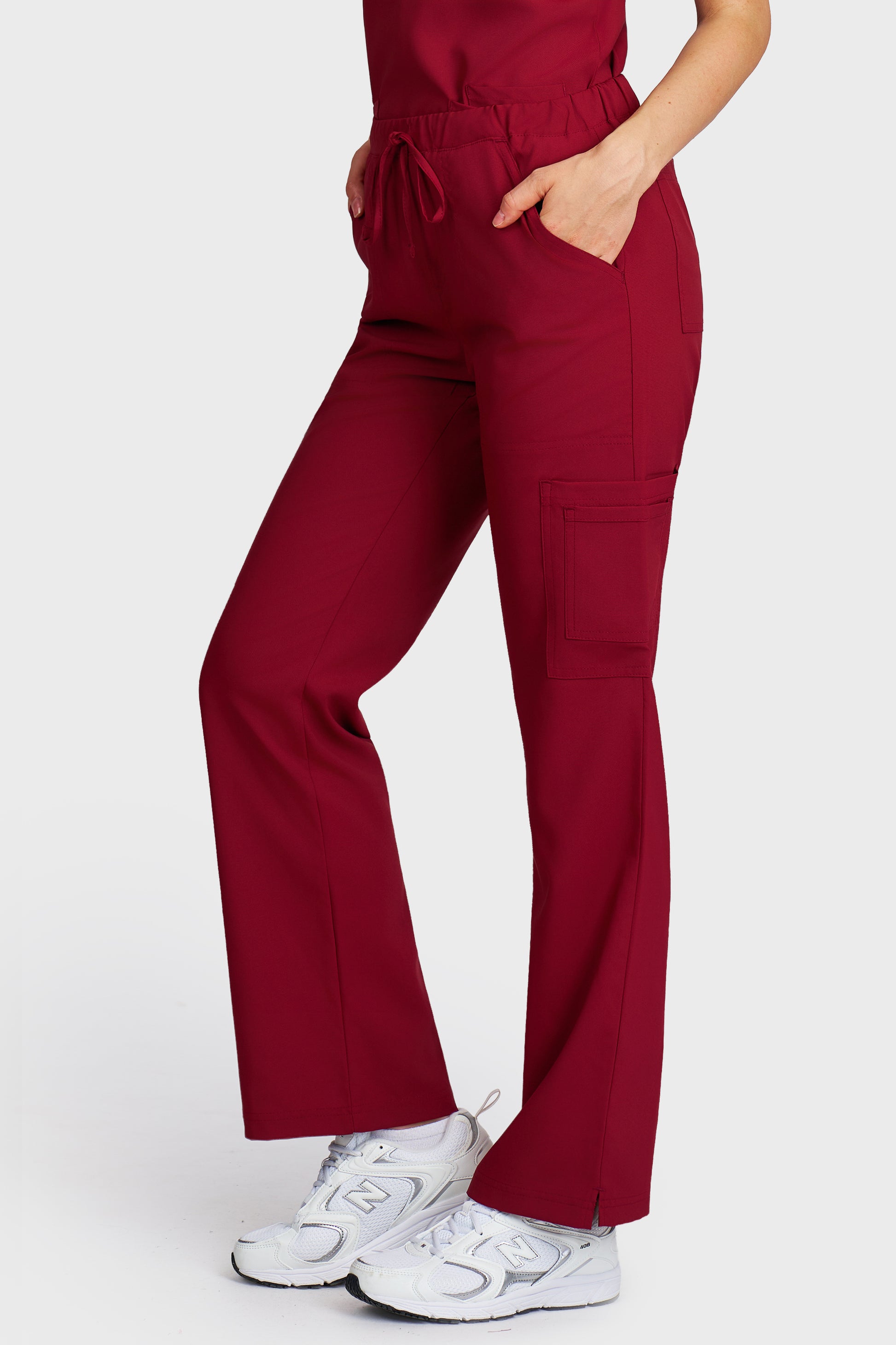 Pantaloni medicali femei Cargo bordo stretch - vedere laterala - AKITEX