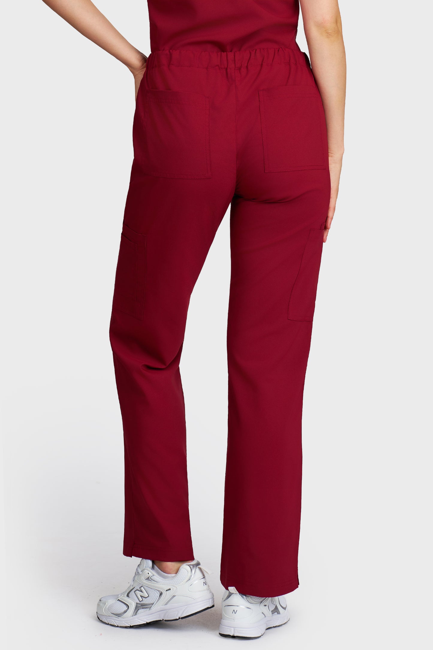Pantaloni medicali femei Cargo bordo stretch - vedere din spate - AKITEX