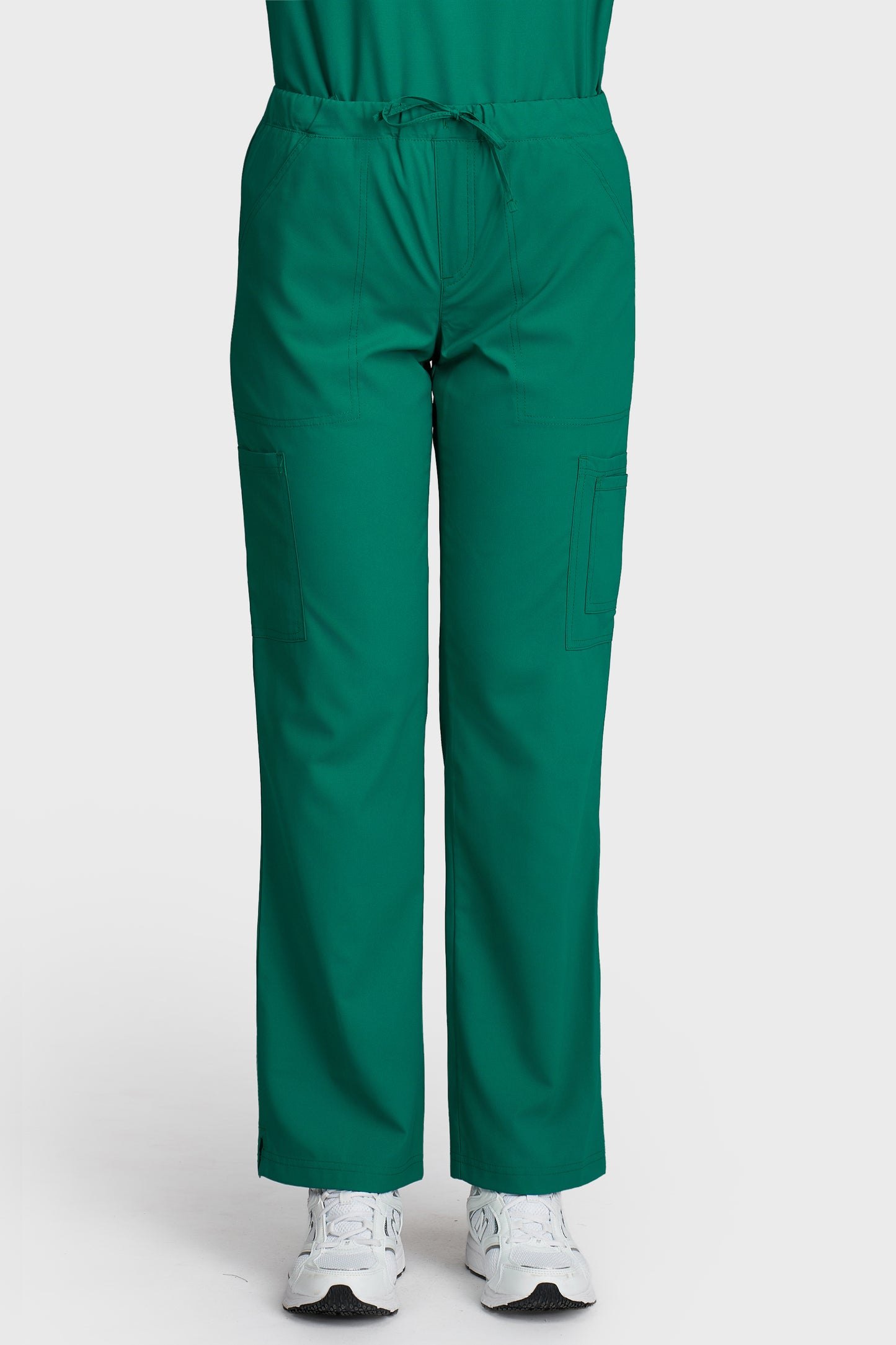 Pantaloni medicali femei Cargo verde stretch - vedere din fata - AKITEX