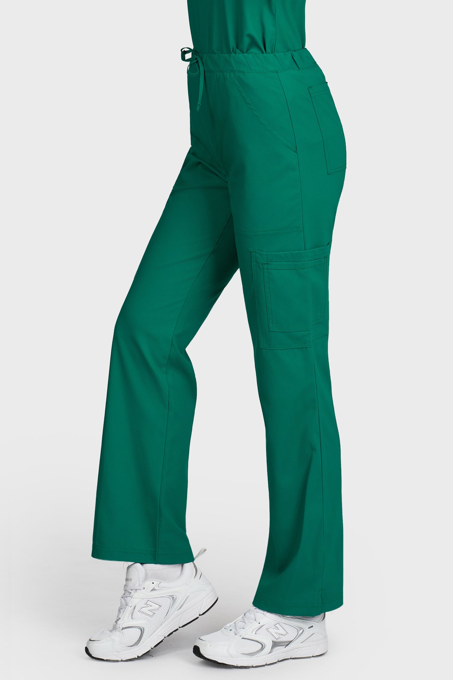 Pantaloni medicali femei Cargo verde stretch - vedere laterala - AKITEX