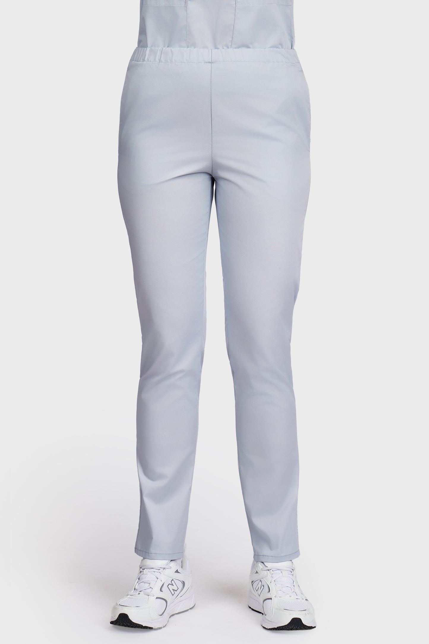 Pantaloni medicali femei cu elastic gri - vedere din fata - AKITEX