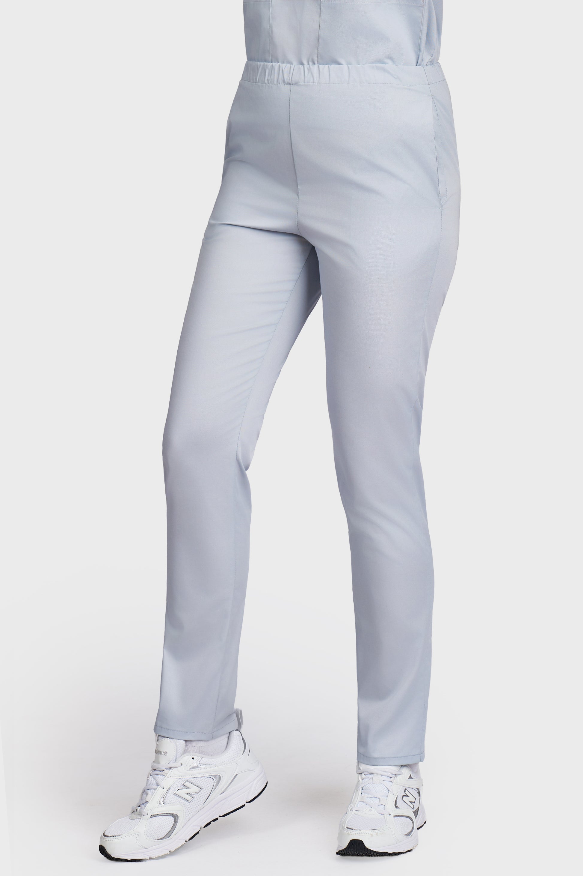 Pantaloni medicali femei cu elastic gri - vedere laterala - AKITEX
