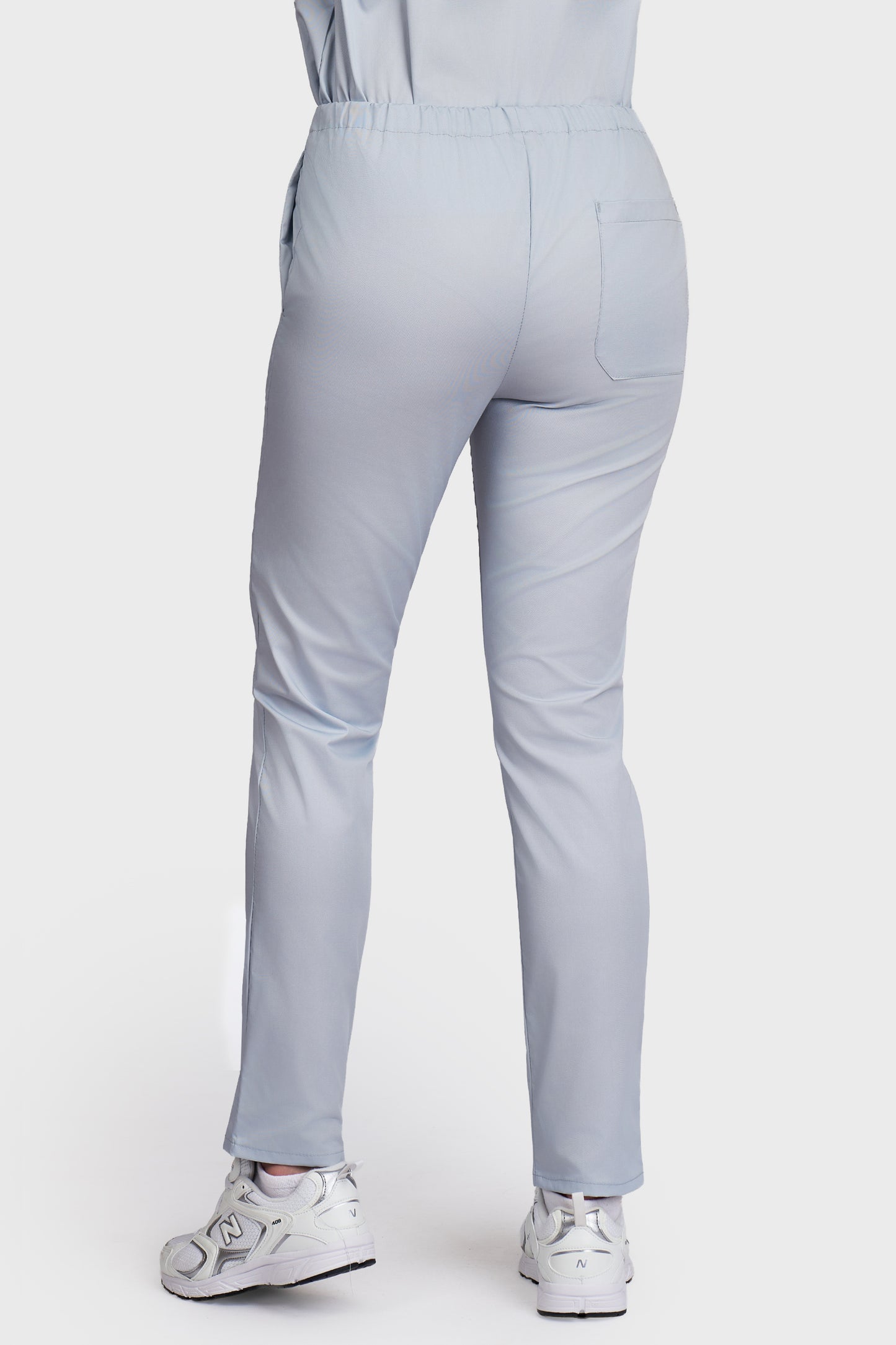 Pantaloni medicali femei cu elastic gri - vedere din spate - AKITEX
