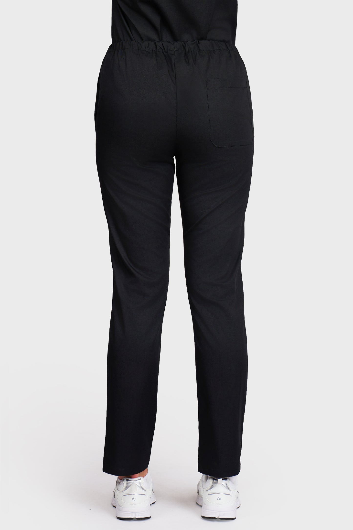 Pantaloni medicali femei cu elastic negru - vedere din spate - AKITEX