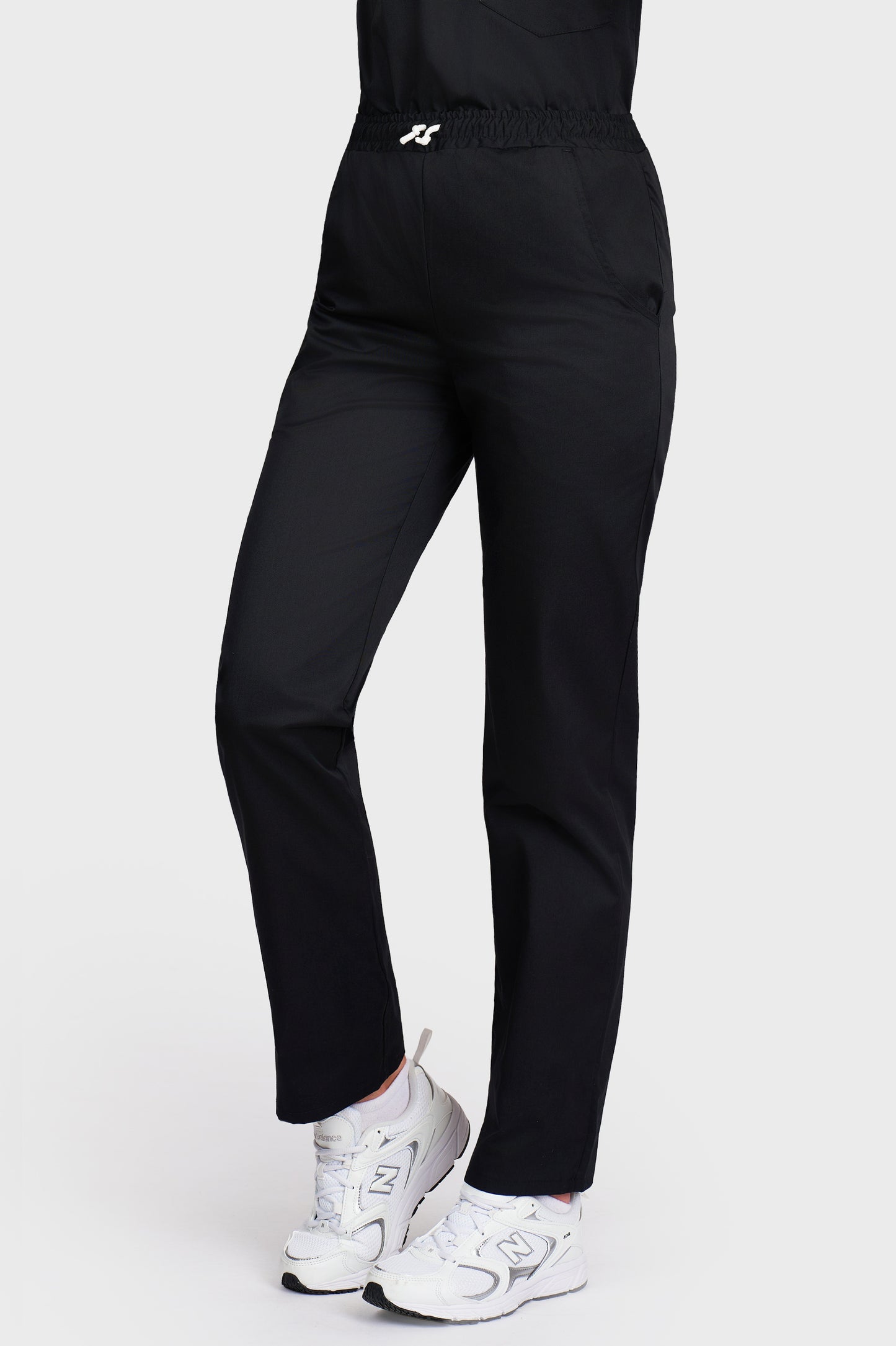 Pantaloni medicali femei cu elastic si snur negru - vedere laterala - AKITEX