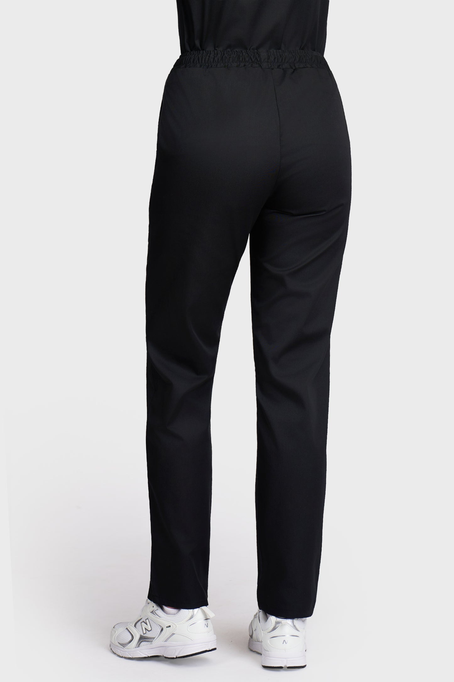 Pantaloni medicali femei cu elastic si snur negru - vedere din spate - AKITEX