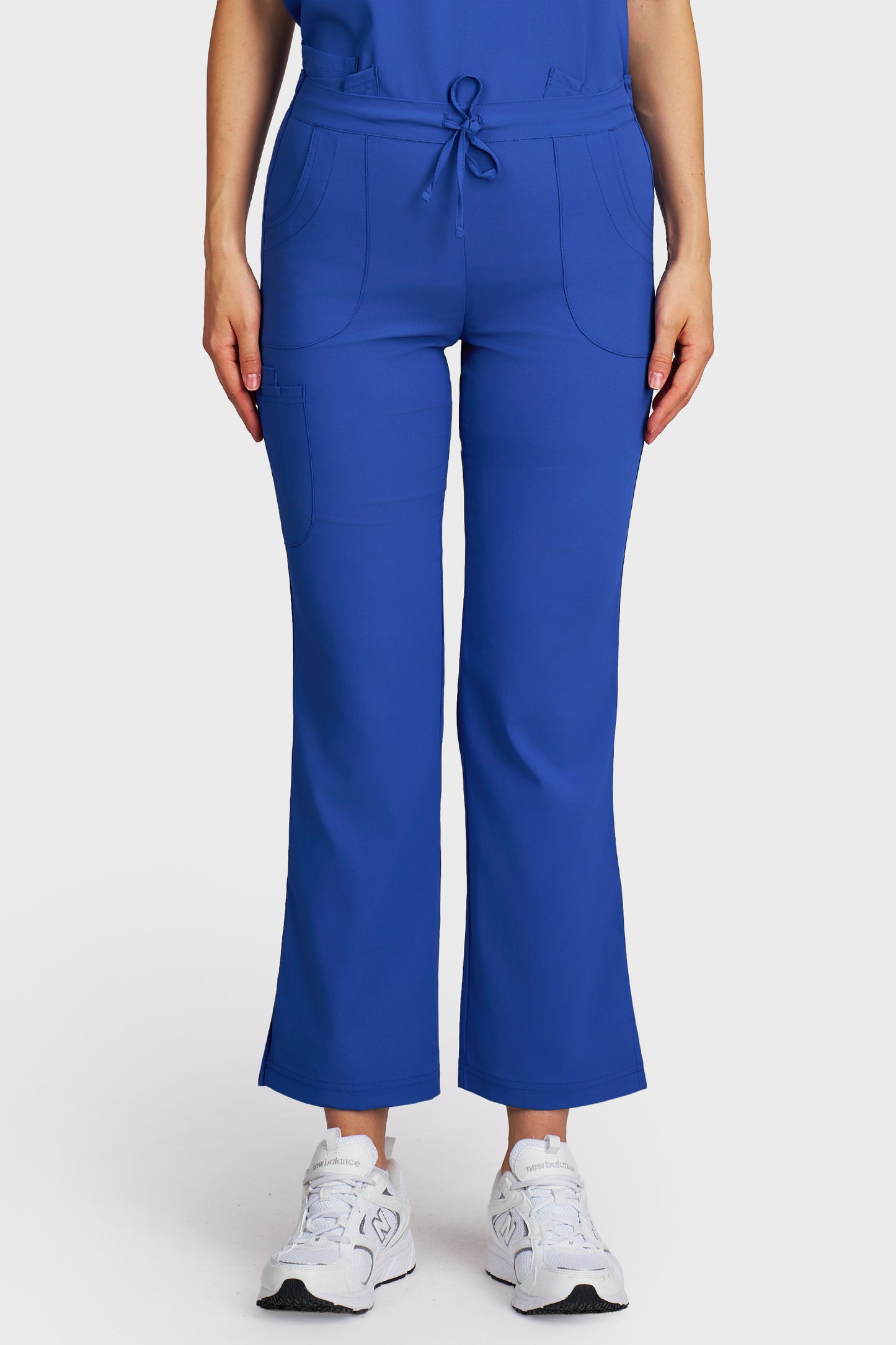 Pantaloni medicali femei Violeta albastru royal stretch - vedere din fata - AKITEX