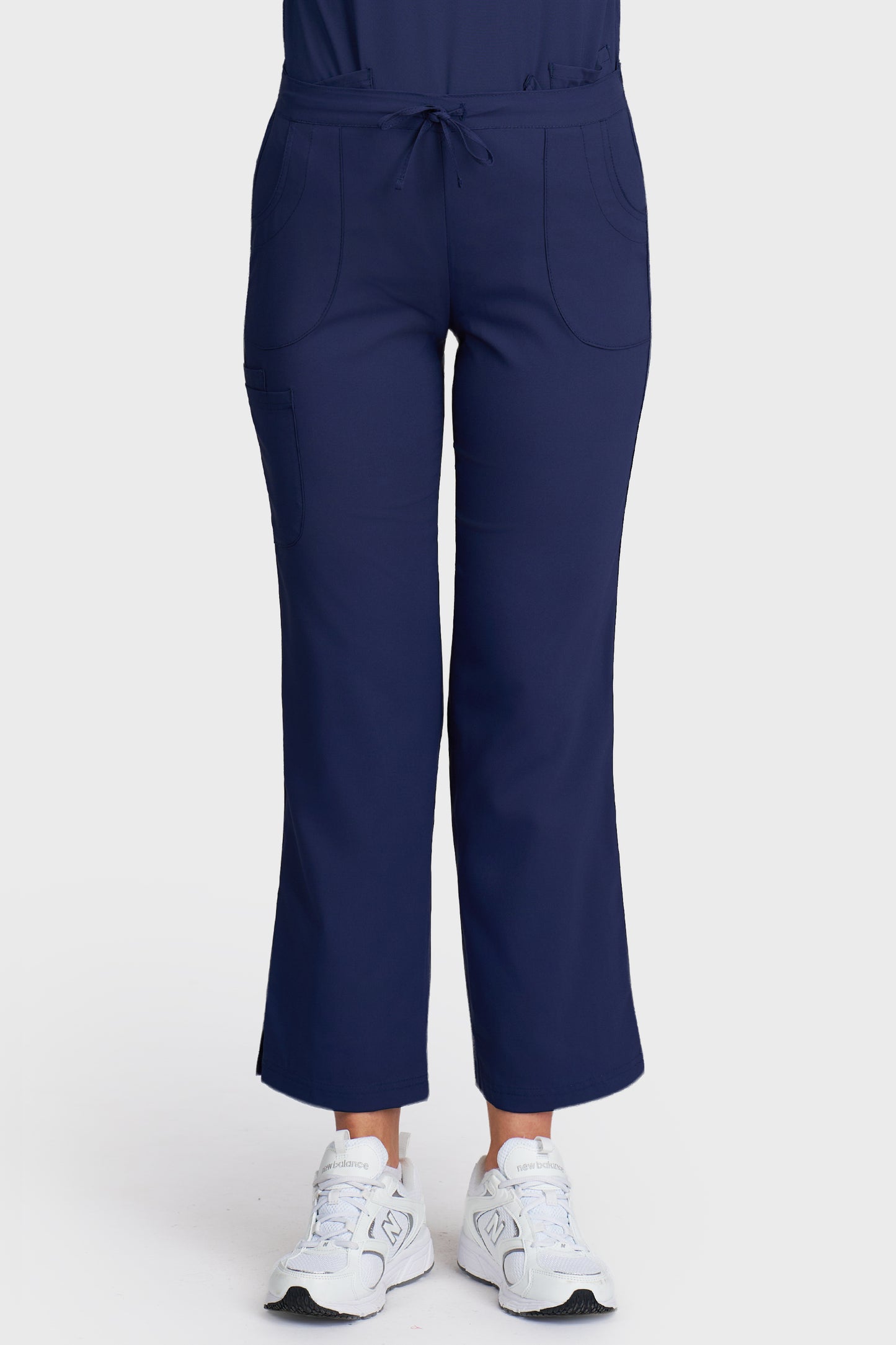 Pantaloni medicali femei Violeta bleumarin stretch - vedere din fata - AKITEX