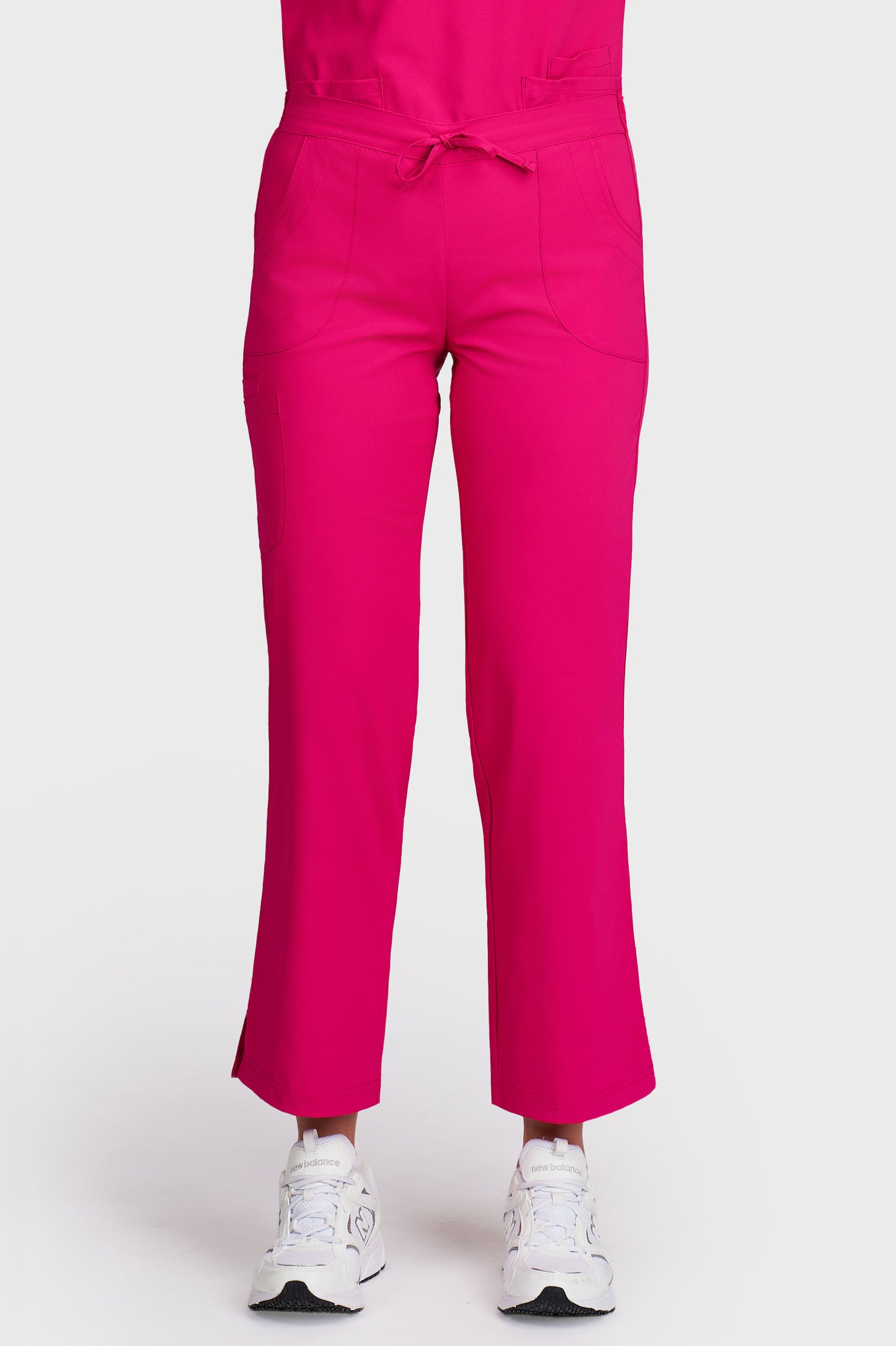 Pantaloni medicali femei Violeta fucsia stretch - vedere din fata - AKITEX