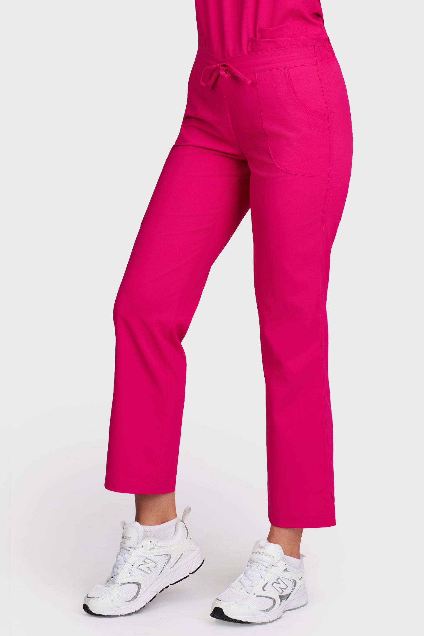Pantaloni medicali femei Violeta fucsia stretch - vedere laterala - AKITEX