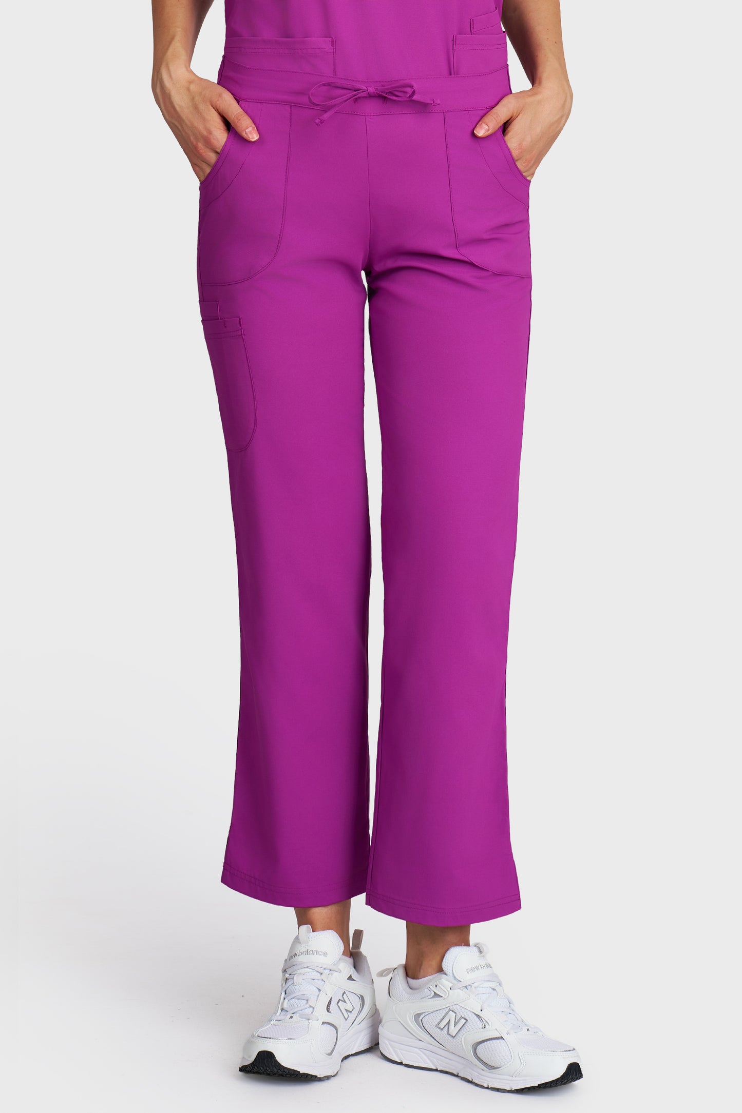 Pantaloni medicali femei Violeta mov stretch - vedere din fata - AKITEX