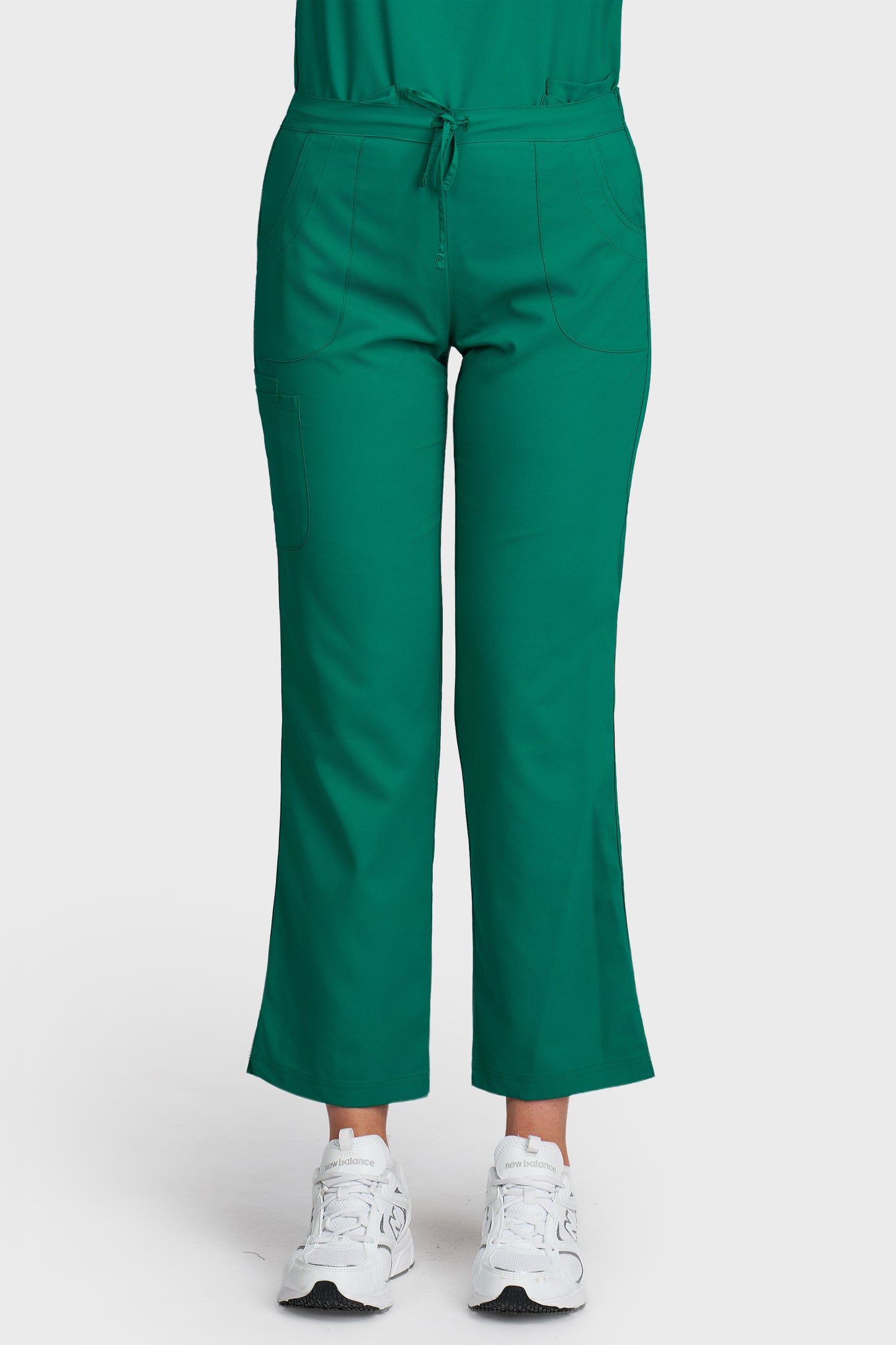 Pantaloni medicali femei Violeta verde stretch - vedere din fata - AKITEX
