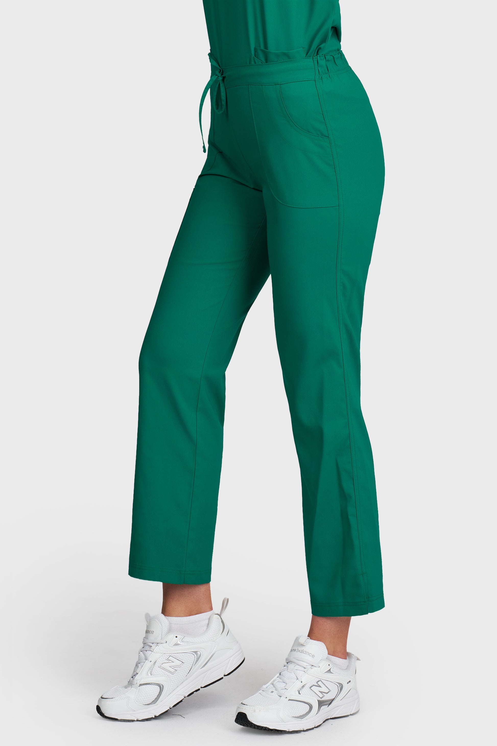 Pantaloni medicali femei Violeta verde stretch - vedere laterala - AKITEX